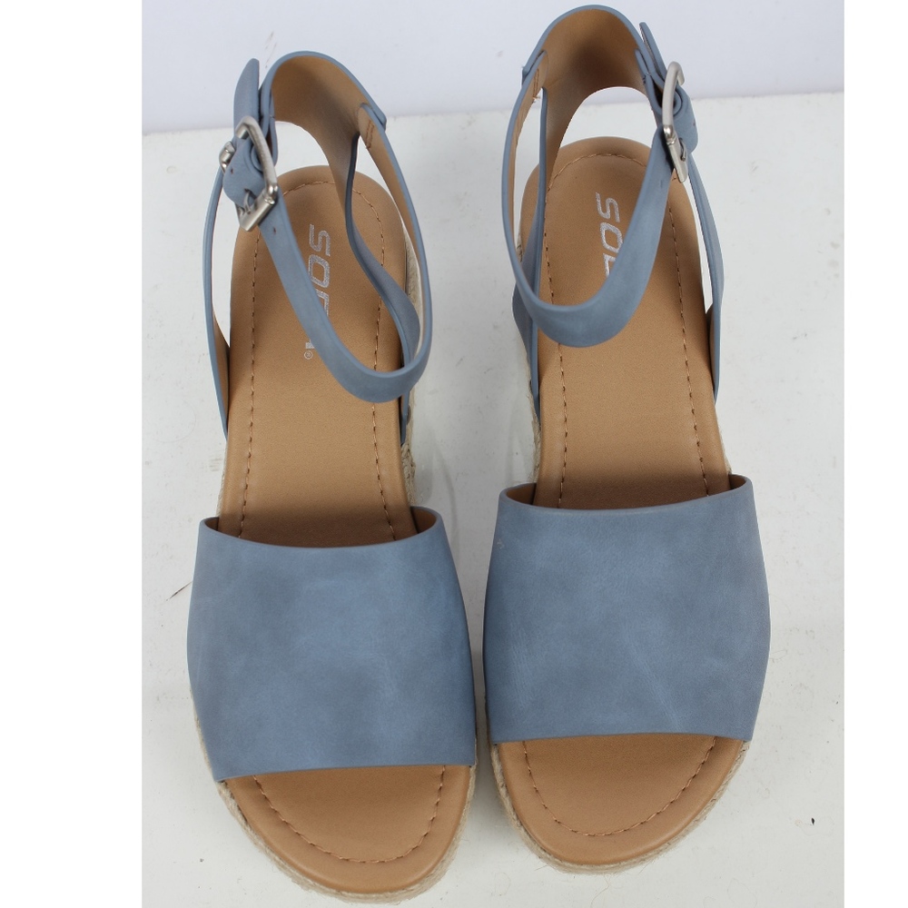 Blue Open Toe Halter Ankle Strap Espadrille - Picture 4 of 5